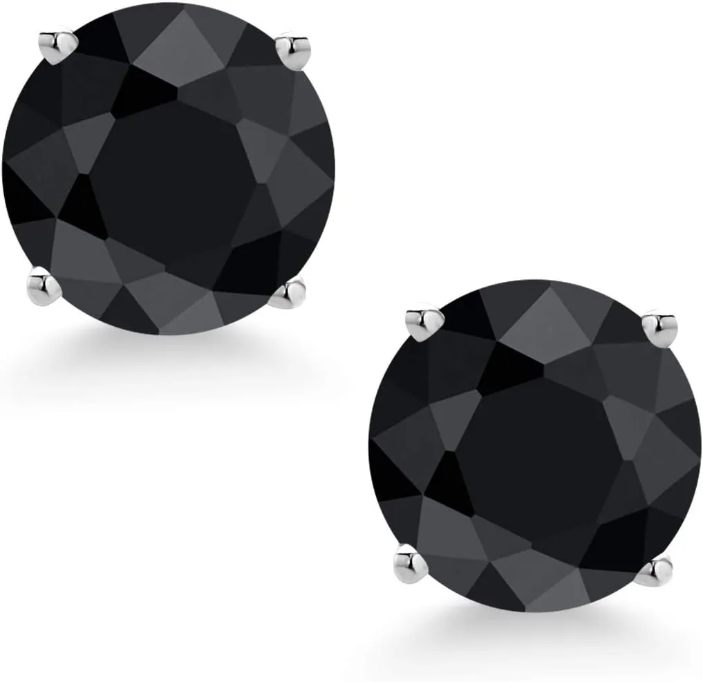 Gem Stone King 14K White Gold 6MM Round Gemstone Birthstone Screw Back Stud Earrings | White Gold Stud Earrings For Women Men