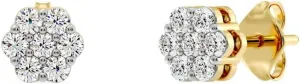 Gilded 7-Stone Flower shaped Lab-Grown Diamond stud Earrings, F Color SI1, Sterling Silver & 14K Gold Plated Silver, Prong Setting, Push Back