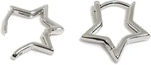 Hypoallergenic Small Star Huggie Earrings for Women 18K Gold/Platinum Plated Cute Girls' Studs Star Small Hoop Earrings for Women Teen Girls Cute Hypoallergenic Placated White Gold Daily Dainty Huggie Earring