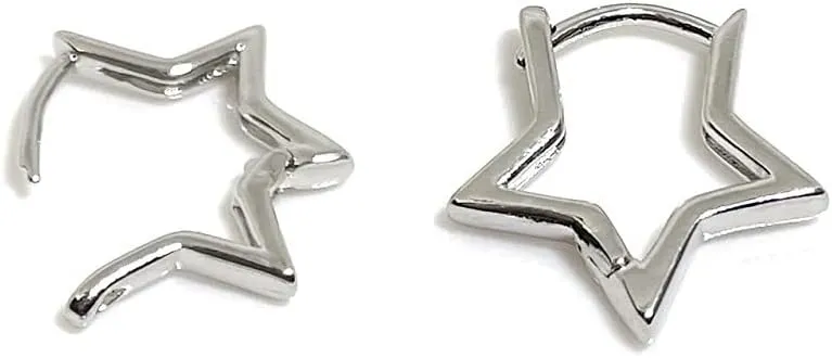 Hypoallergenic Small Star Huggie Earrings for Women 18K Gold/Platinum Plated Cute Girls' Studs Star Small Hoop Earrings for Women Teen Girls Cute Hypoallergenic Placated White Gold Daily Dainty Huggie Earring
