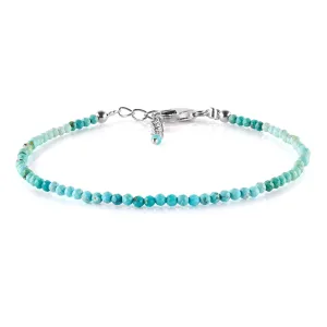 InfinityGemsArt Natural American Turquoise Bracelets For Women Gemstone Beads Dainty Jewelry Chakra Crystals 925 Sterling Silver 8 inch Adjustable December Birthstone Gifts For Mom