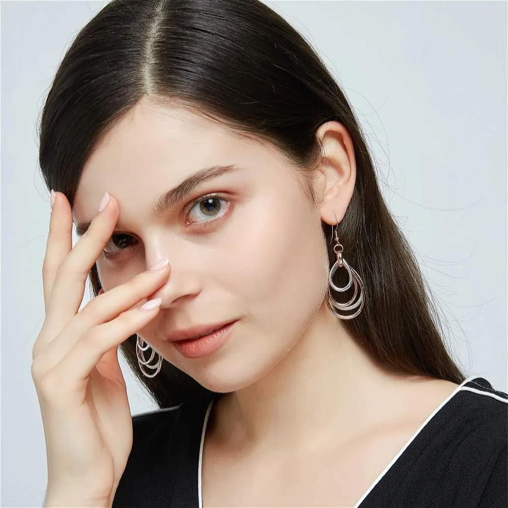 Kemstone Rose Gold & Silver Layered Dangle Earrings for Women  Lightweight Chandelier Teardrop Earrings  Hypoallergenic Fashion Jewelry Gift