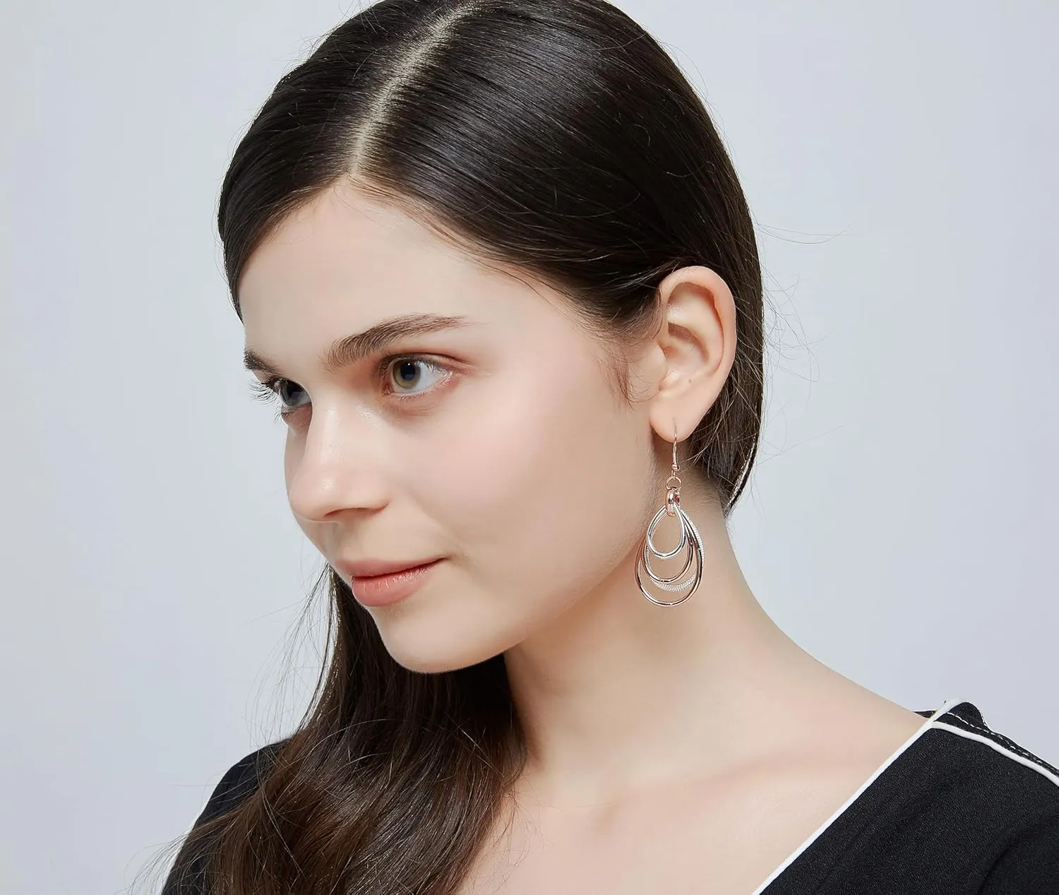 Kemstone Rose Gold & Silver Layered Dangle Earrings for Women  Lightweight Chandelier Teardrop Earrings  Hypoallergenic Fashion Jewelry Gift
