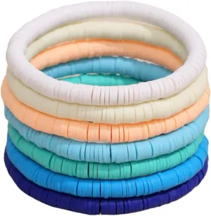KIFEDSLJ Surfer Clay Bead Bracelets Elastic Colorful Polymer Beaded Stackable Stretch Bracelet Bohemia Aesthetic Summer Beach Jewelry for Women