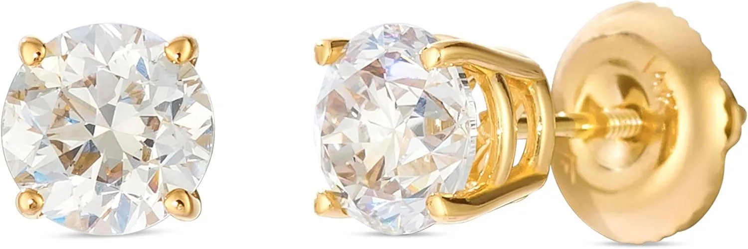 Le Vian 1/4 to 1 1/2 Carat Diamond Round Stud Earrings for Women I 14k Yellow or Rose Gold Studs for Her I 0.25 to 1.50 cttw 4-Prong Setting Round Diamond Earrings I Screw Back Studs