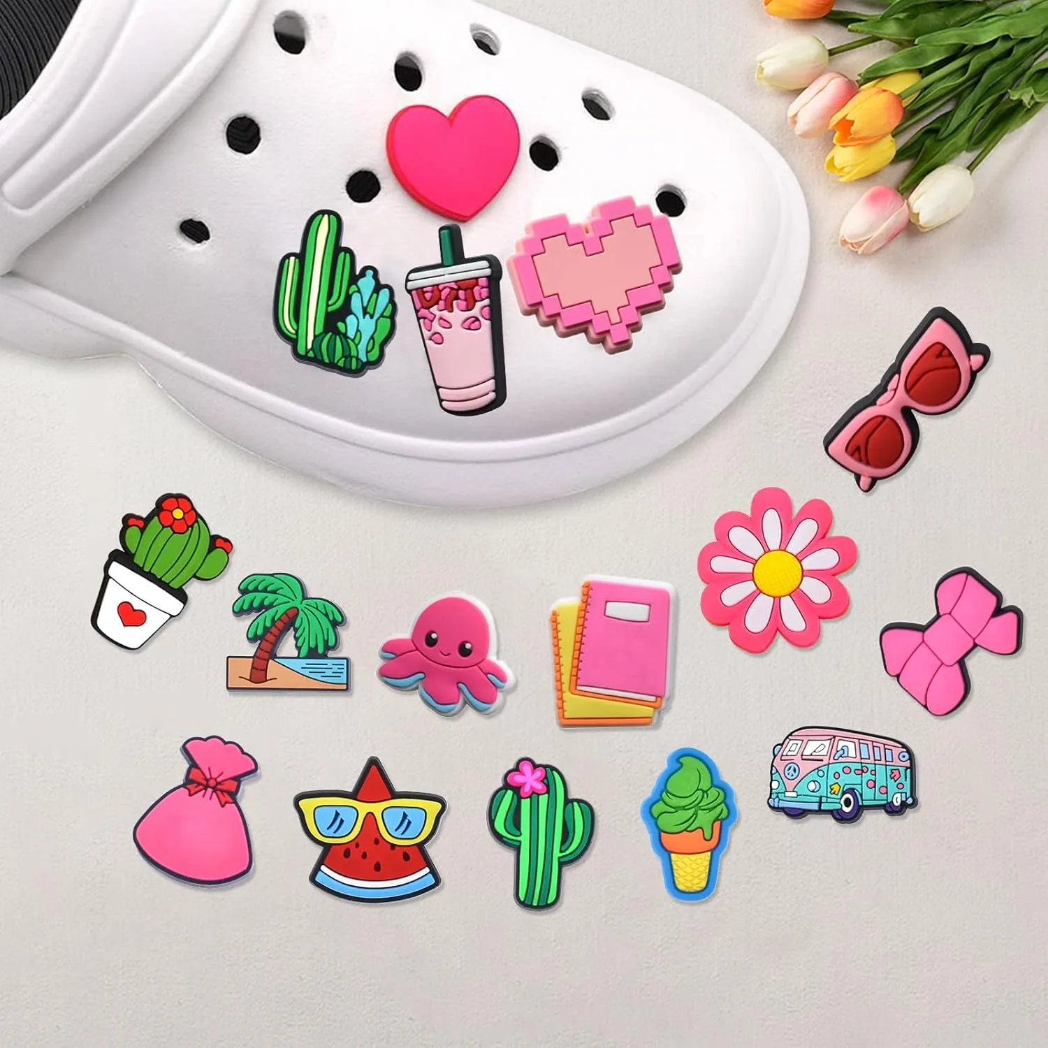 Lot of 30/50/100 pcs Random Cartoon Shoe Charms and Pins, Cute PVC Waterproof Ornaments for Shoe, Sandal Decoration, Cool Holiday Gifts for Boys & Girls