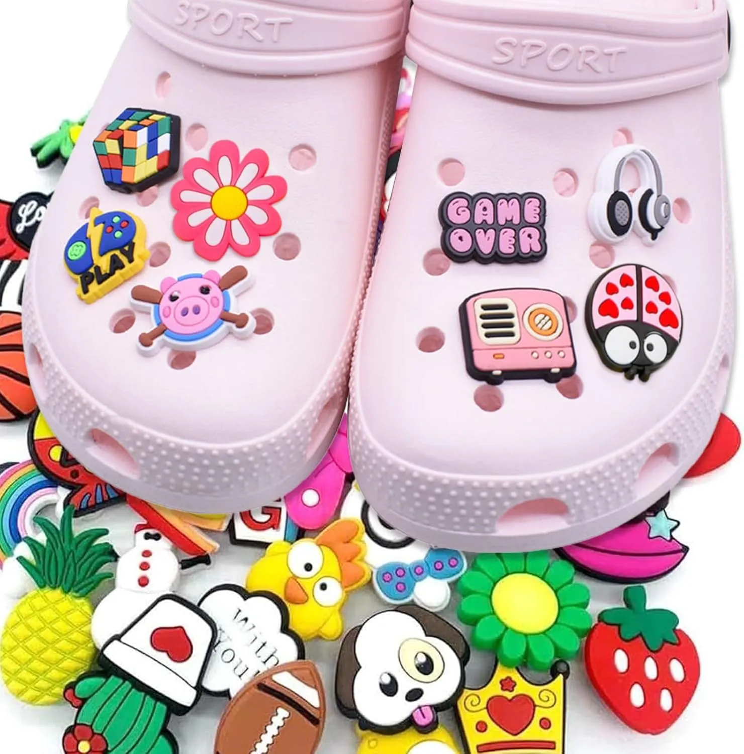 Lot of 30/50/100 pcs Random Cartoon Shoe Charms and Pins, Cute PVC Waterproof Ornaments for Shoe, Sandal Decoration, Cool Holiday Gifts for Boys & Girls