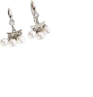 LoveNspire Dangle Earrings for Women - Small Teardrop Earring with White Faux Pearl Three Pearls Leverback Dangle Earrings Trendy Bollywood Style Upscale Dangly Earrings - Birthday Gift for Her