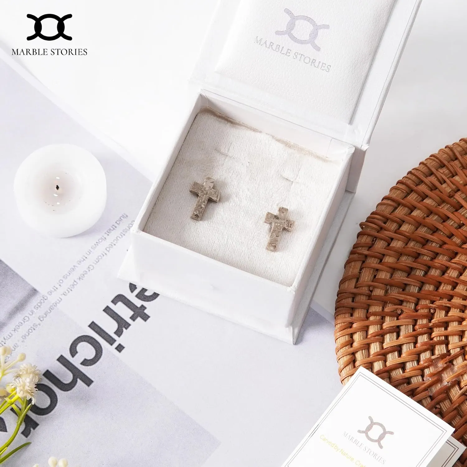 Marble Stories Marble Stud Earrings for Women, Small Earrings for Women Trendy, Women's Jewelry Earrings Studs