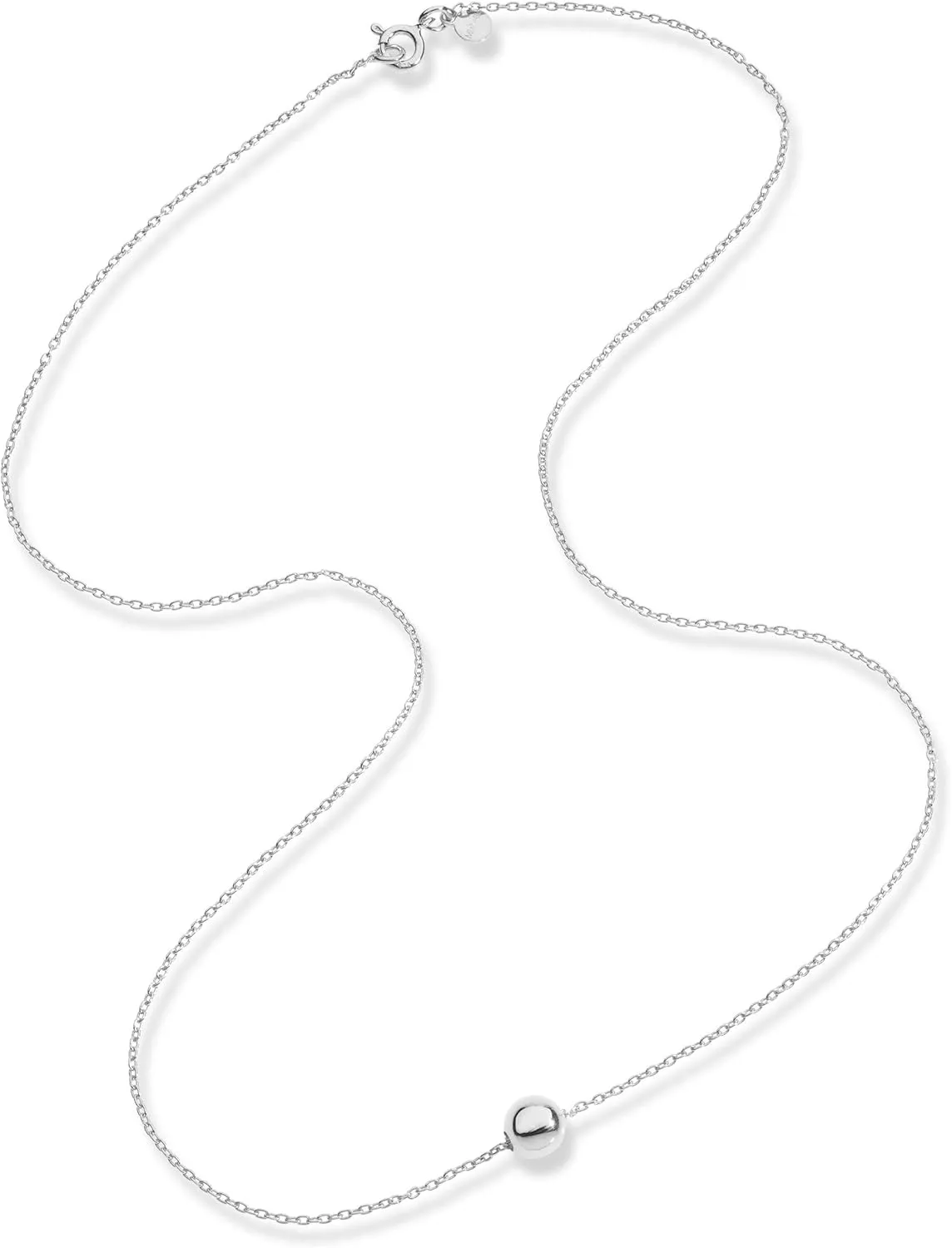 Miabella 925 Sterling Silver or 18K Yellow Gold Plated Italian 5mm Slide Bead Ball Pendant Necklace for Women Chain Made in Italy
