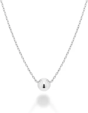 Miabella 925 Sterling Silver or 18K Yellow Gold Plated Italian 5mm Slide Bead Ball Pendant Necklace for Women Chain Made in Italy