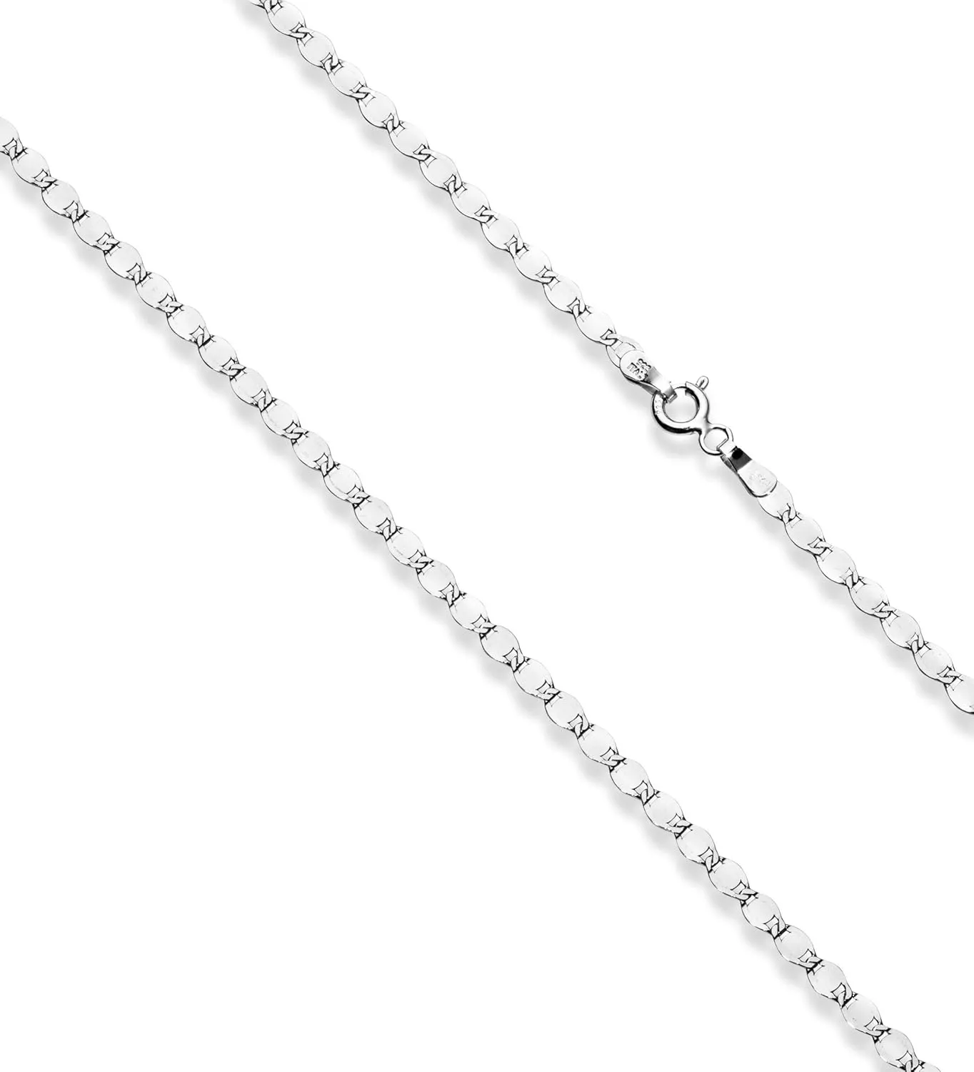 Miabella Italian 925 Sterling Silver Sparkle Mirror Link Chain Necklace for Women, Made in Italy