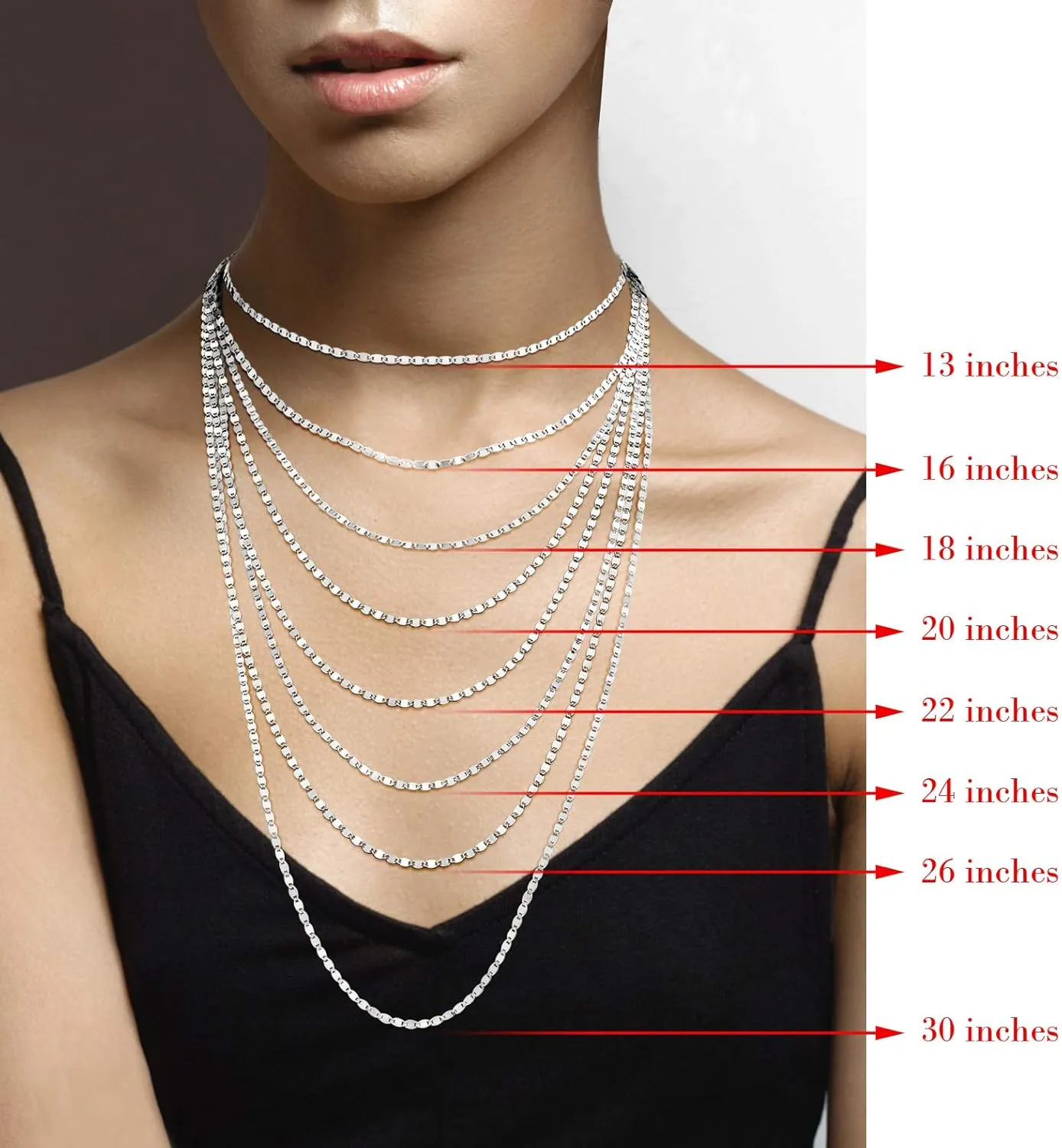 Miabella Italian 925 Sterling Silver Sparkle Mirror Link Chain Necklace for Women, Made in Italy