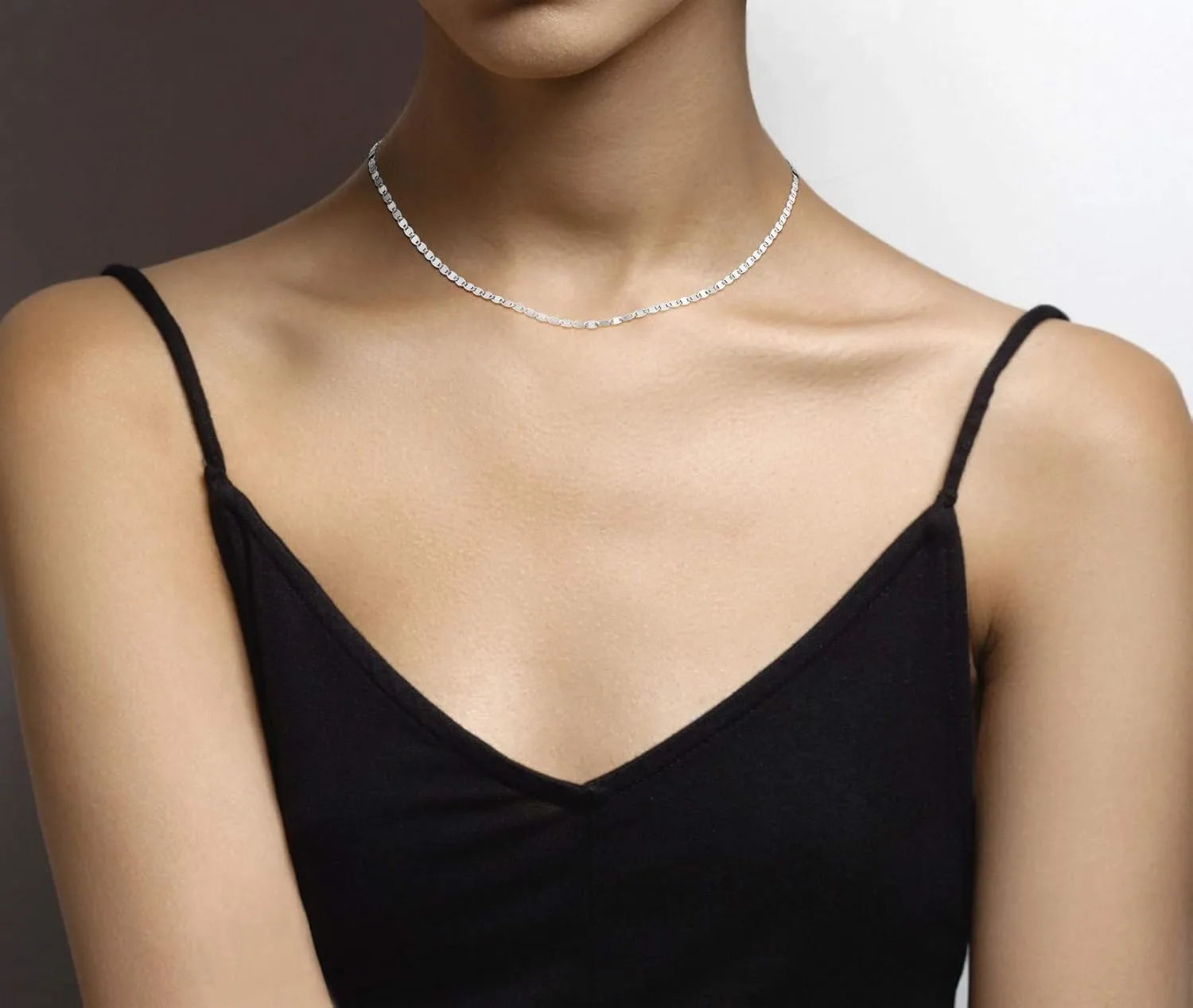 Miabella Italian 925 Sterling Silver Sparkle Mirror Link Chain Necklace for Women, Made in Italy