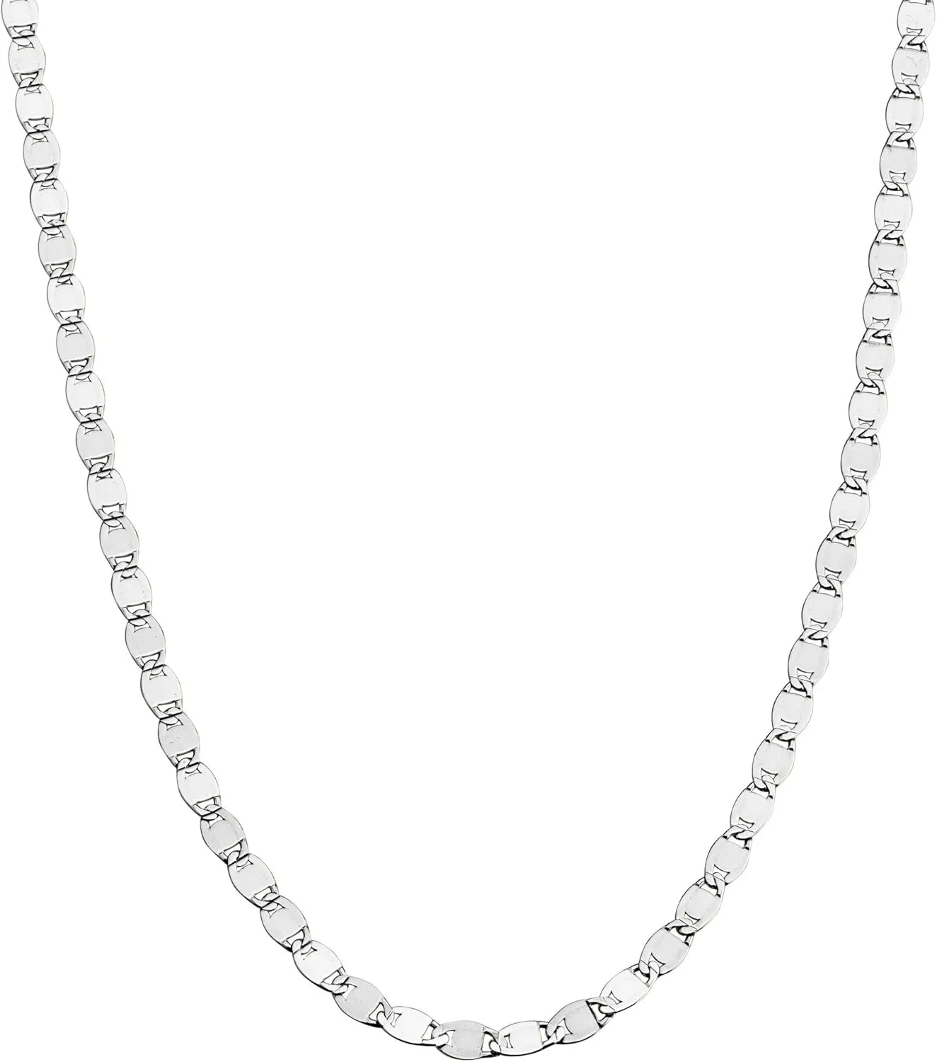 Miabella Italian 925 Sterling Silver Sparkle Mirror Link Chain Necklace for Women, Made in Italy