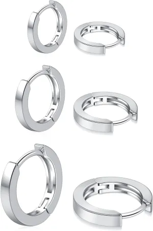 micuco 3 Pairs Small Hoop Earrings for Women, Tiny Helix Hoop Earring for Men, Cartilage Hoop Earring Set, Hypoallergenic Earrings