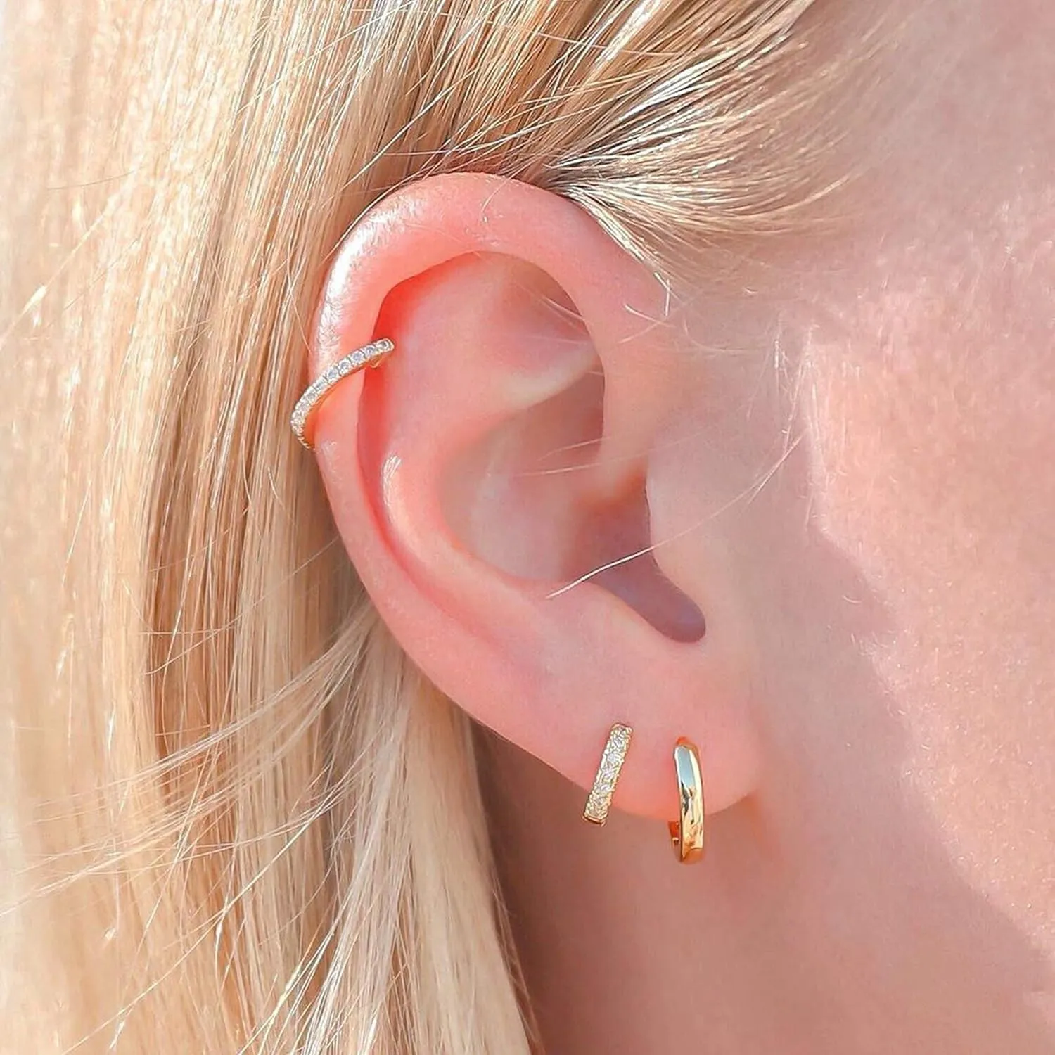 micuco 3 Pairs Small Hoop Earrings for Women, Tiny Helix Hoop Earring for Men, Cartilage Hoop Earring Set, Hypoallergenic Earrings