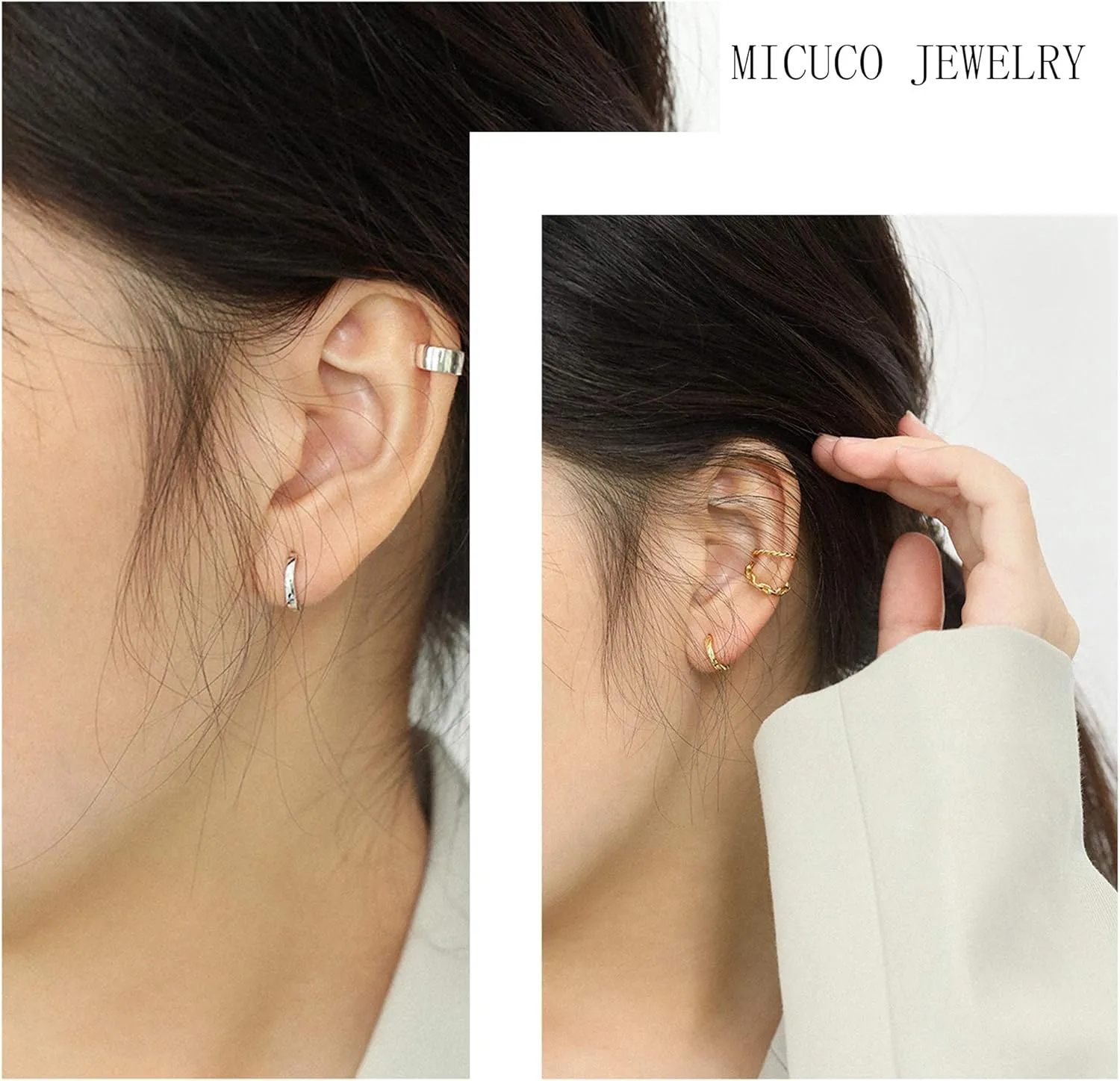 micuco 3 Pairs Small Hoop Earrings for Women, Tiny Helix Hoop Earring for Men, Cartilage Hoop Earring Set, Hypoallergenic Earrings