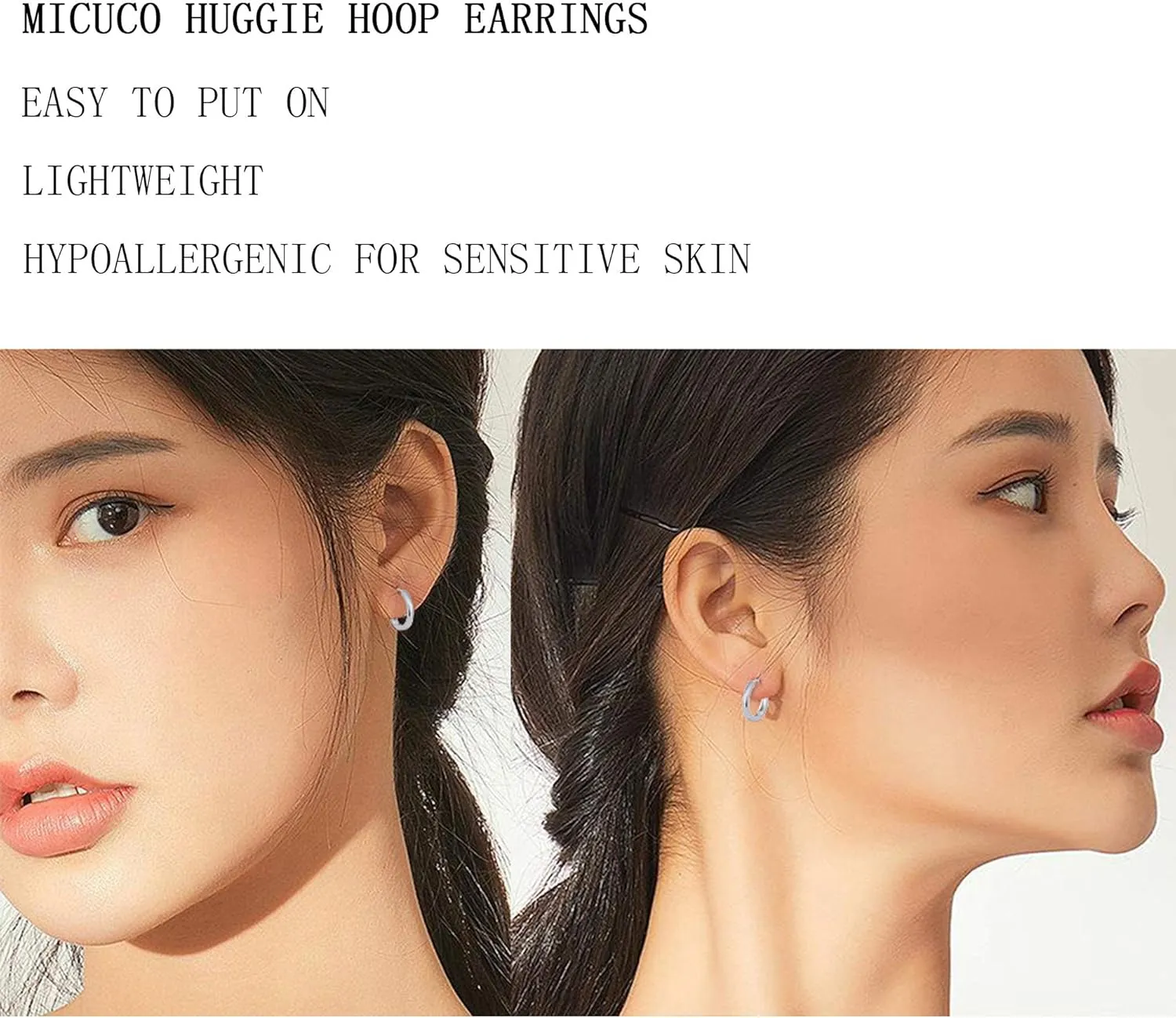 micuco 3 Pairs Small Hoop Earrings for Women, Tiny Helix Hoop Earring for Men, Cartilage Hoop Earring Set, Hypoallergenic Earrings