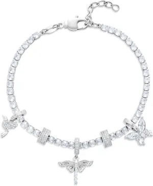 Milla Charm Bracelet and Tennis Bracelets for Women - Lobster Claw Clasp - 7 inches   1 inch extension - 14K Gold Plated or Sterling Silver Plated
