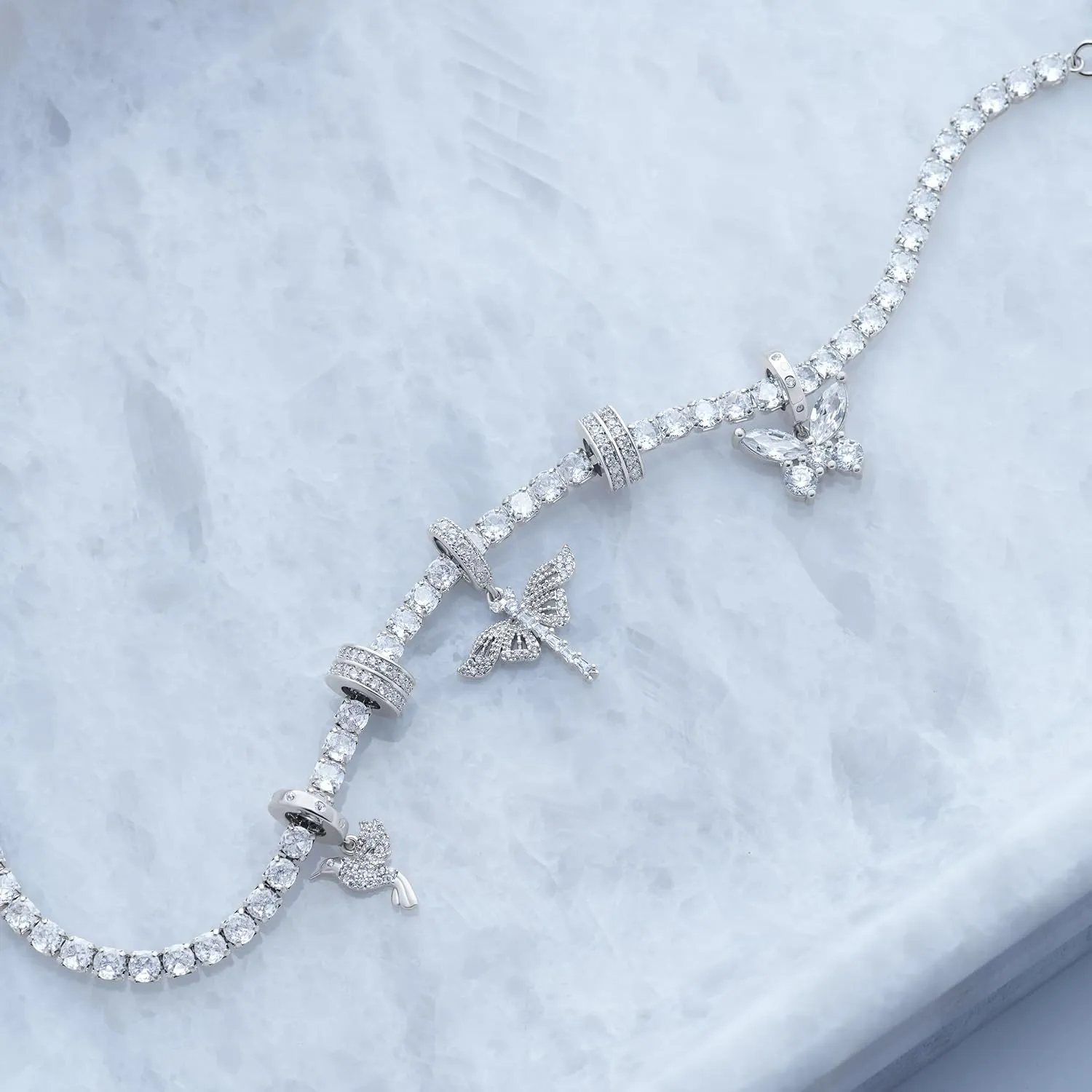 Milla Charm Bracelet and Tennis Bracelets for Women - Lobster Claw Clasp - 7 inches   1 inch extension - 14K Gold Plated or Sterling Silver Plated