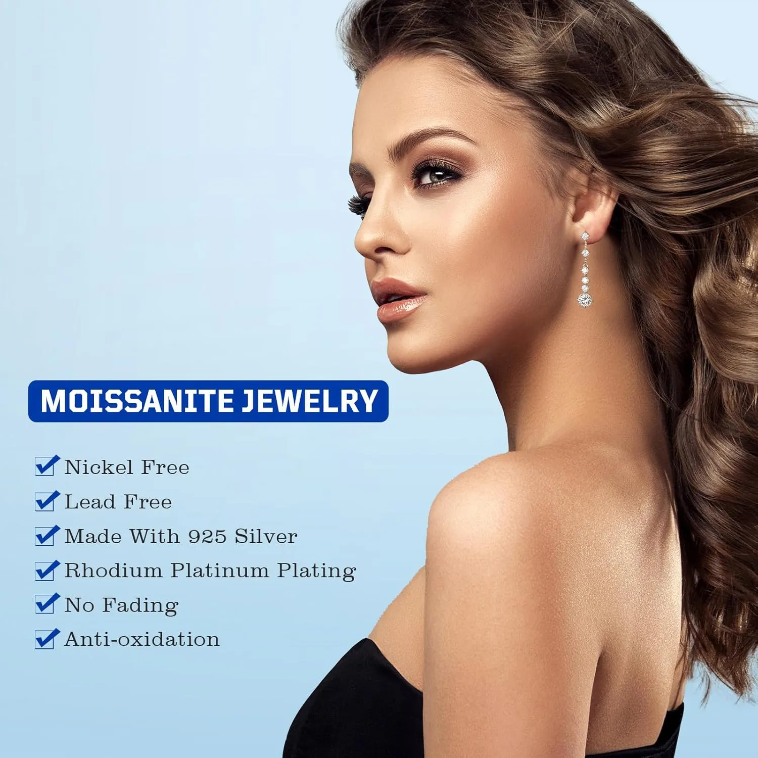 Moissanite Drop Earrings for Women3-7CT 18K White Gold Plated 925 silver D Color Stud Earrings, Certificate Jewelry for Her Birthday Wedding
