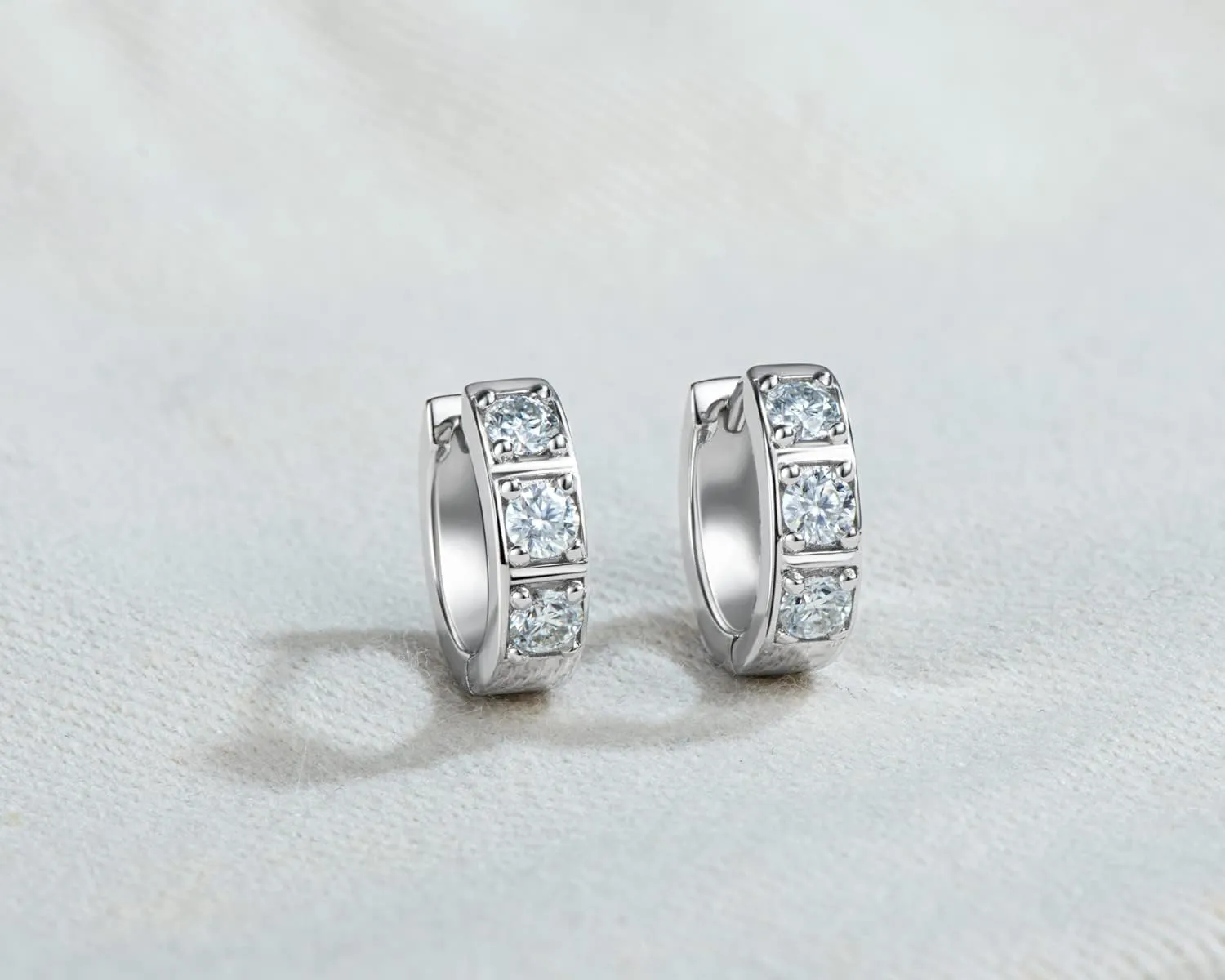 Moissanite Hoop Earrings Men, Lab Created Imitation Diamond 925 Sterling Silver Hypoallergenic 4.5MM Male Huggie, Anniversary Valentines Jewelry Gifts for Men Husband
