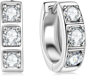 Moissanite Hoop Earrings Men, Lab Created Imitation Diamond 925 Sterling Silver Hypoallergenic 4.5MM Male Huggie, Anniversary Valentines Jewelry Gifts for Men Husband