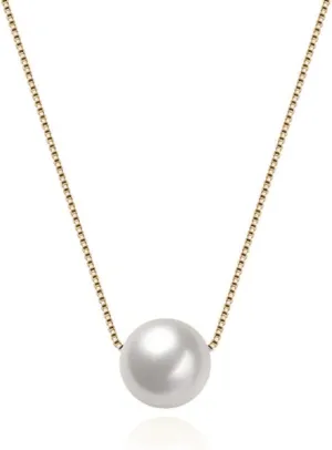 Olbye Pearl Choker Single Tiny Pearl Necklace for Women Simple Jewelry Minimalist Necklace (Gold 1 layer)