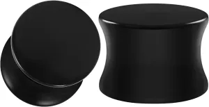 Pair of Black Acrylic Double Flare Piercing Jewelry Ear Plug Stretcher Lobe Earring