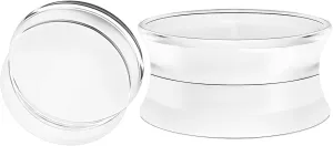 Pair of Clear Acrylic Double Flare Piercing Jewelry Stretcher Earring Ear Lobe Plug