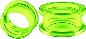 Pair of Green Acrylic flesh Tunnels External Piercing Jewelry Stretcher Screw-fit Ear Plugs Earring Lobe
