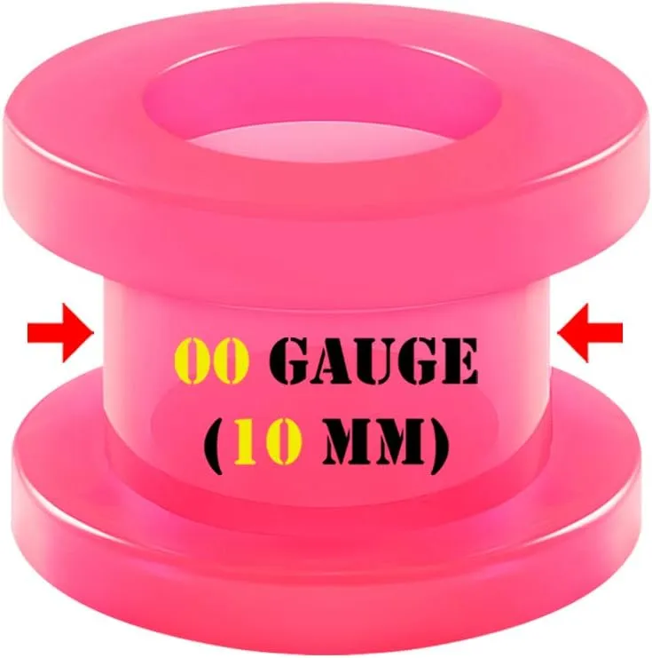Pair of Pink Acrylic flesh Tunnels External Piercing Jewelry Stretcher Screw-fit Ear Plugs Earring Lobe