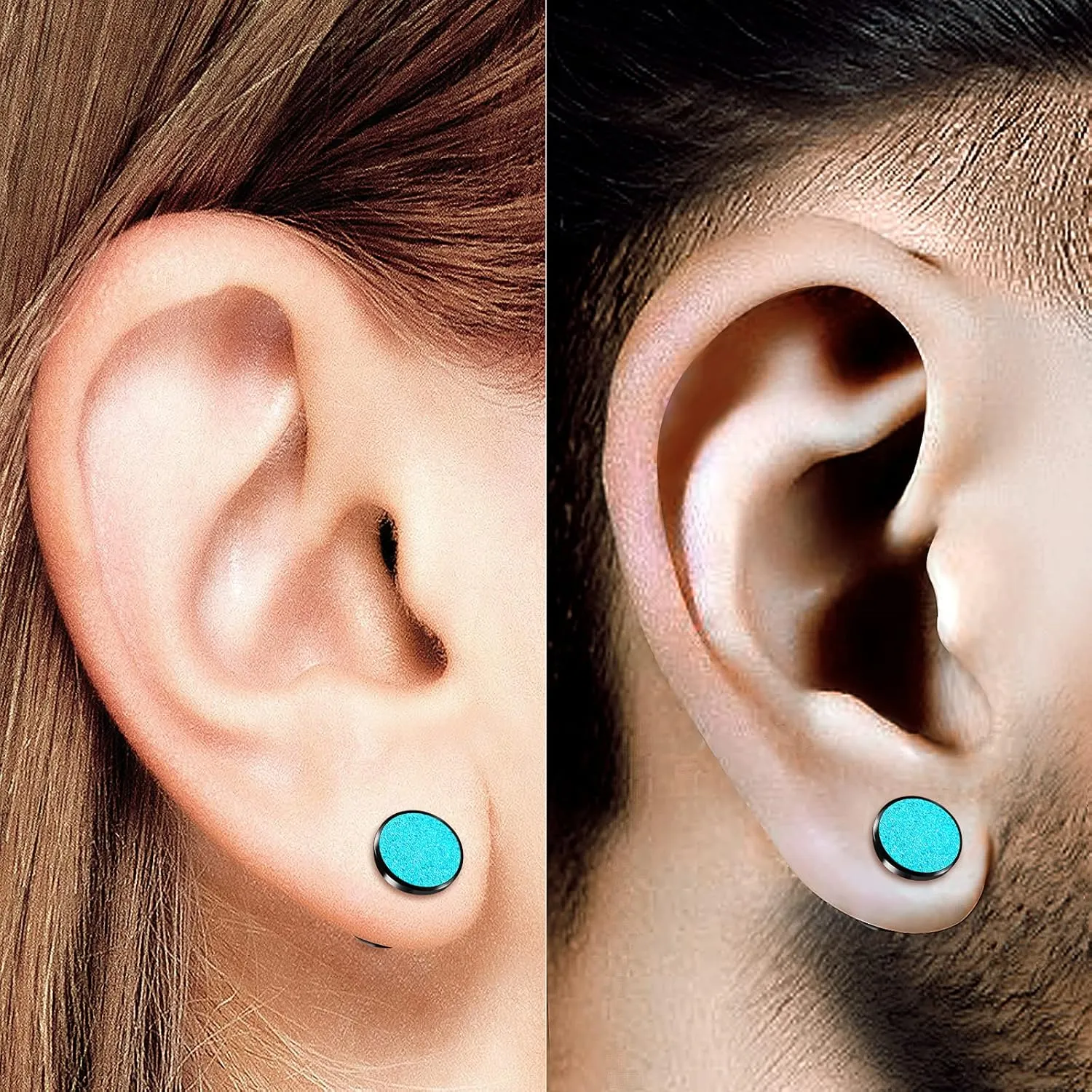 Pair of Screw Black Acrylic Tunnels Piercing Jewelry Ear Tunnel Earring Lobe Stretcher