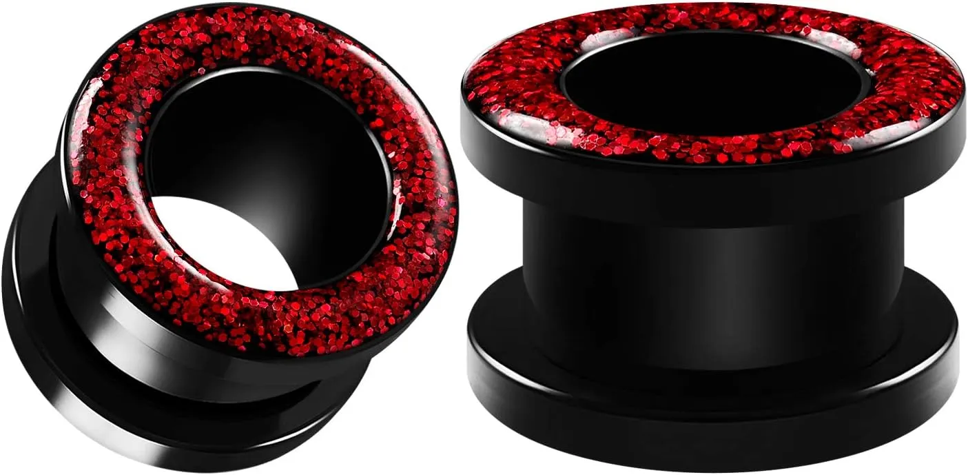 Pair of White Acrylic Double Flare Piercing Jewelry Ear Stretcher Plugs Flesh Earring Lobe