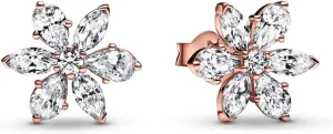 PANDORA Timeless Sparkling Herbarium Cluster Stud Earrings - Gift for Her - 14k Rose Gold-Plated Earrings & Cubic Zirconia - With Gift Box
