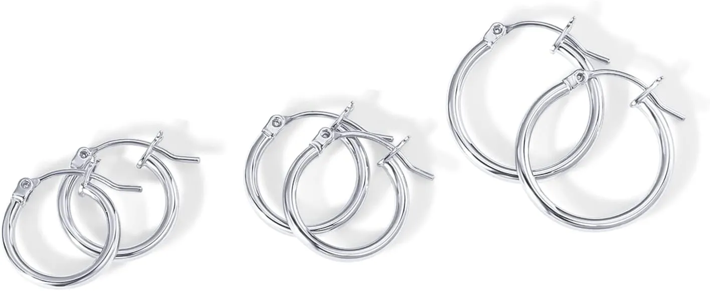 PAVOI 18K Gold Plated Sterling Silver Posts Small Hoop Earrings for Women - Trendy Geometric Plain Chunky Huggie Earscape Piercing Pack - Everyday Gold Hoop Earrings Set