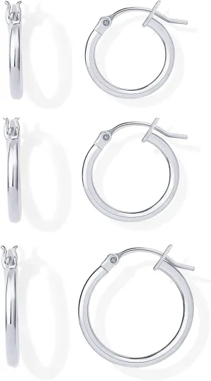 PAVOI 18K Gold Plated Sterling Silver Posts Small Hoop Earrings for Women - Trendy Geometric Plain Chunky Huggie Earscape Piercing Pack - Everyday Gold Hoop Earrings Set