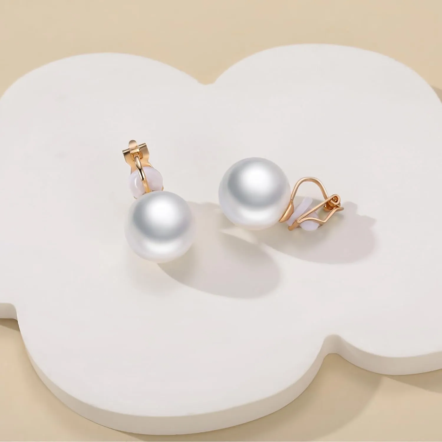 pearl clip on earrings for women big pearl clip-on earrings