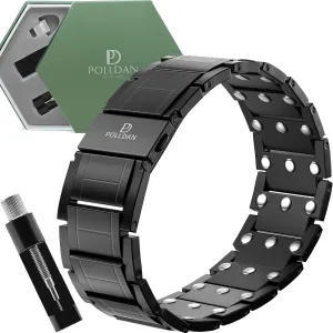 POLLDAN 3X Power Magnetic Bracelets For Men | 6200 Gauss Strength Mens Titanium Bracelet with Fold-Over Clasp, Adjustable Length, Gift Box, Sizing Tool | Innovative Magnets Alloy - Patent