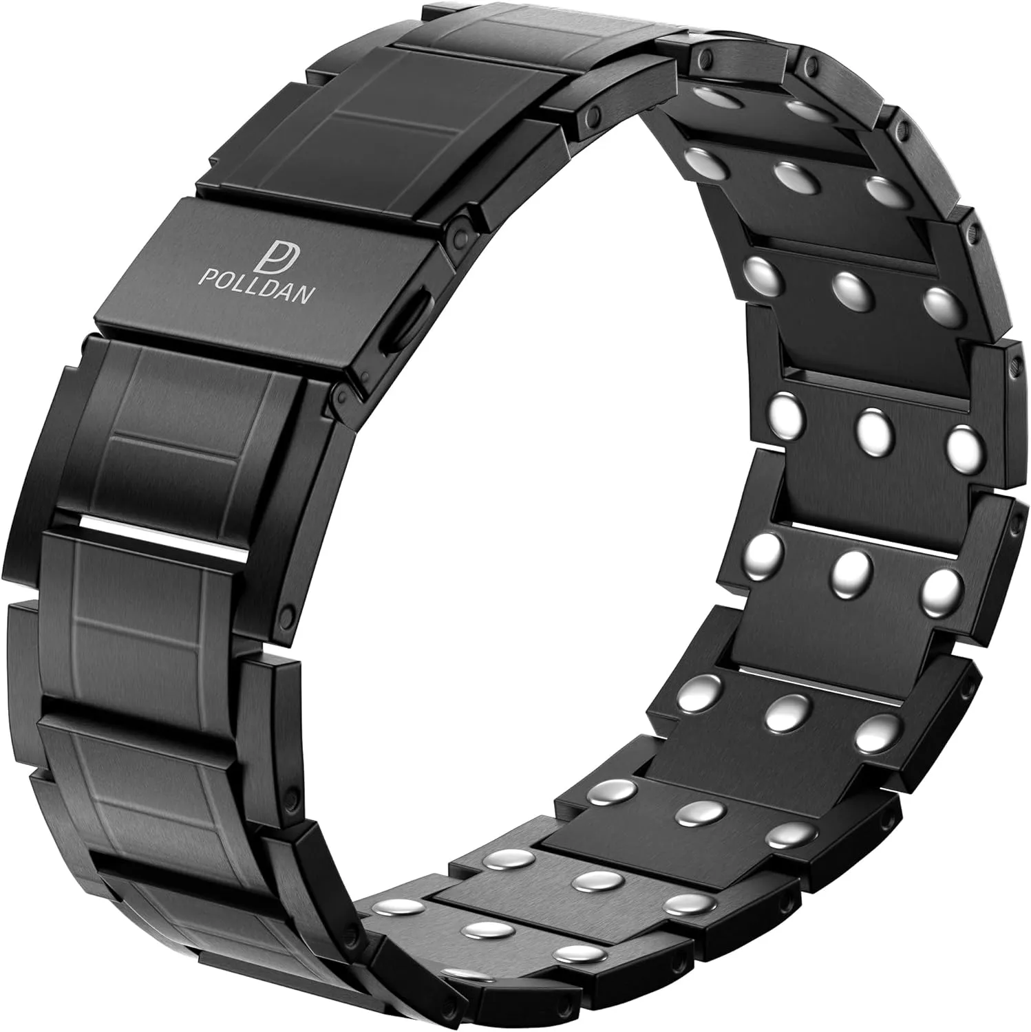 POLLDAN 3X Power Magnetic Bracelets For Men | 6200 Gauss Strength Mens Titanium Bracelet with Fold-Over Clasp, Adjustable Length, Gift Box, Sizing Tool | Innovative Magnets Alloy - Patent
