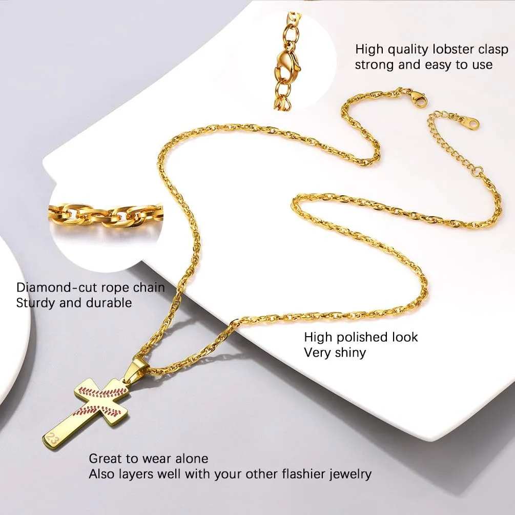 PROSTEEL Baseball Necklaces For Men, Stainless Steel Softball Pendant Chain, Mens Sports Jewelry, 22"-24" Adjustable, Come with Box