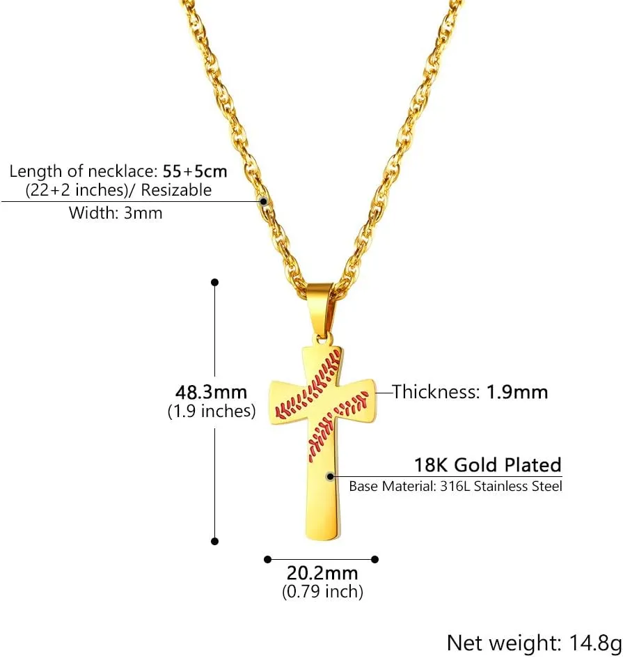 PROSTEEL Baseball Necklaces For Men, Stainless Steel Softball Pendant Chain, Mens Sports Jewelry, 22"-24" Adjustable, Come with Box