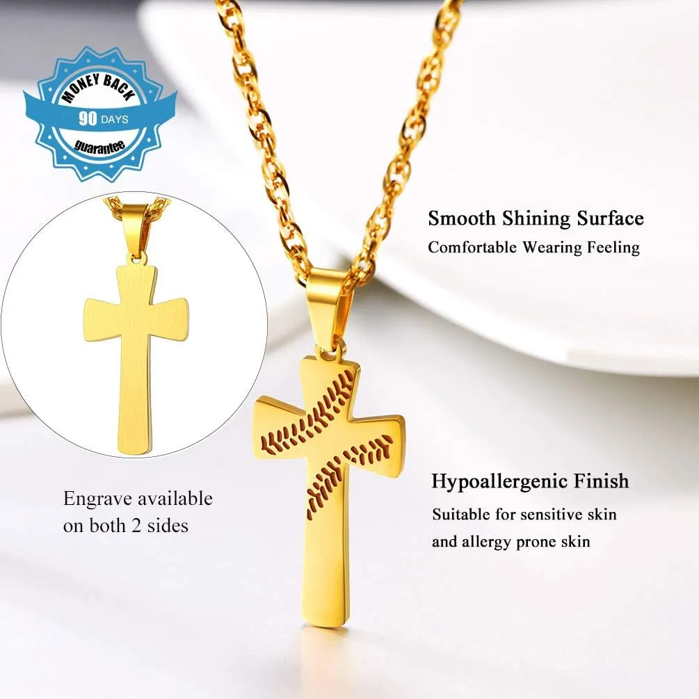 PROSTEEL Baseball Necklaces For Men, Stainless Steel Softball Pendant Chain, Mens Sports Jewelry, 22"-24" Adjustable, Come with Box
