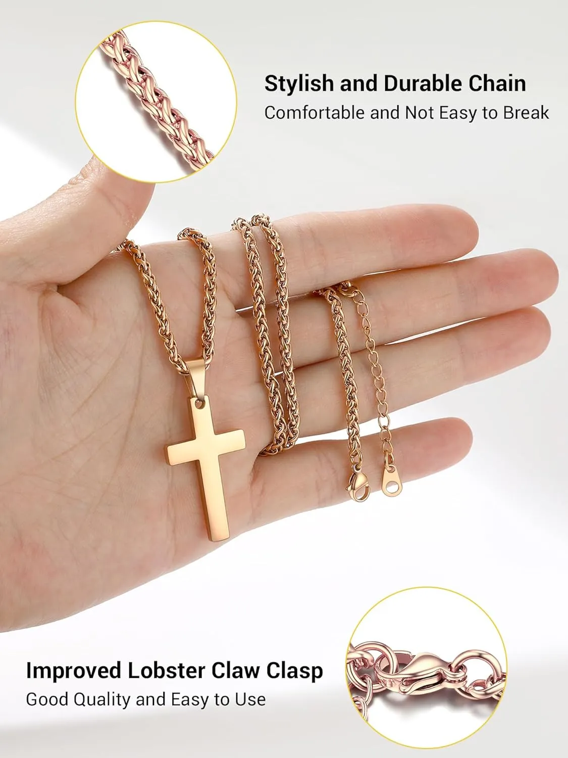PROSTEEL Cross Necklace for Men Women, 316L Stainless SteelGold/Silver/Black/Rose Gold/Blue Tone, Hypoallergenic, Two Sizes, Come with Box