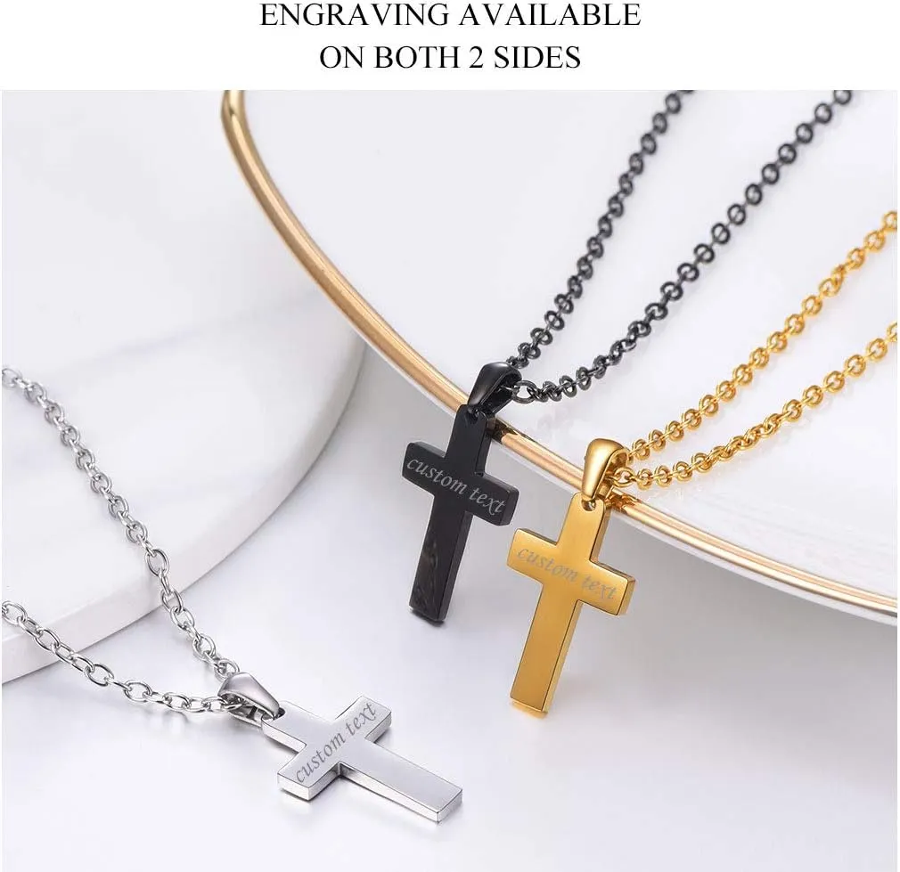 PROSTEEL Cross Necklace for Men Women, 316L Stainless SteelGold/Silver/Black/Rose Gold/Blue Tone, Hypoallergenic, Two Sizes, Come with Box