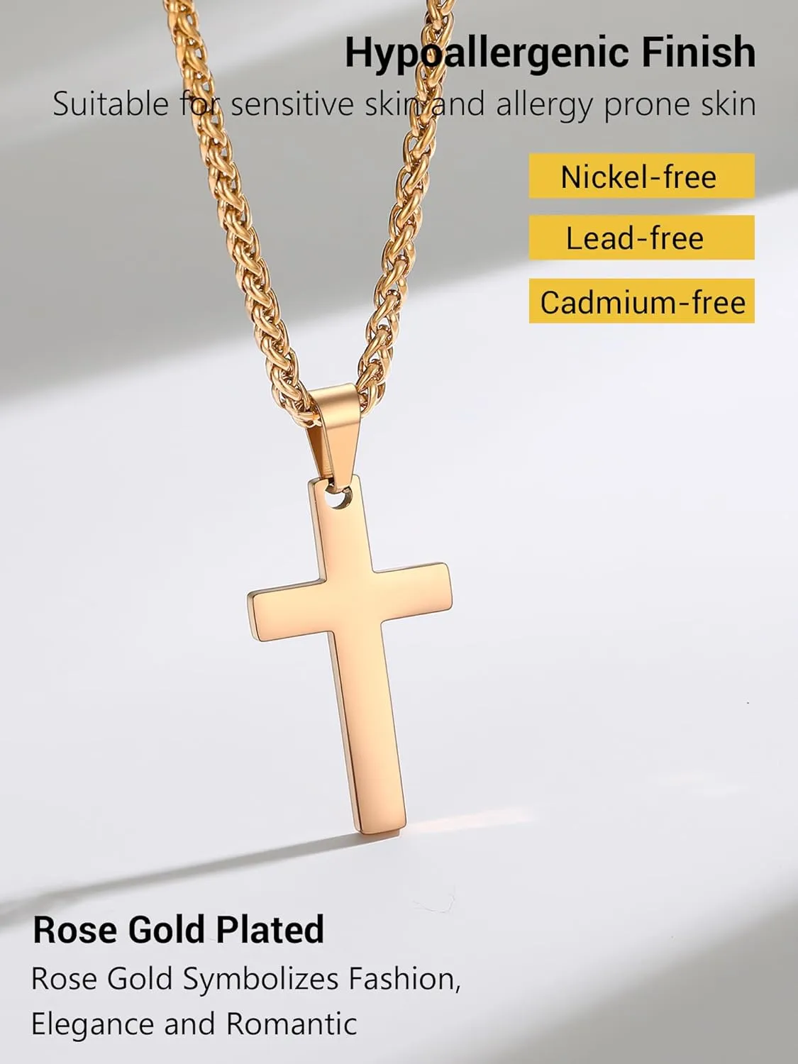 PROSTEEL Cross Necklace for Men Women, 316L Stainless SteelGold/Silver/Black/Rose Gold/Blue Tone, Hypoallergenic, Two Sizes, Come with Box