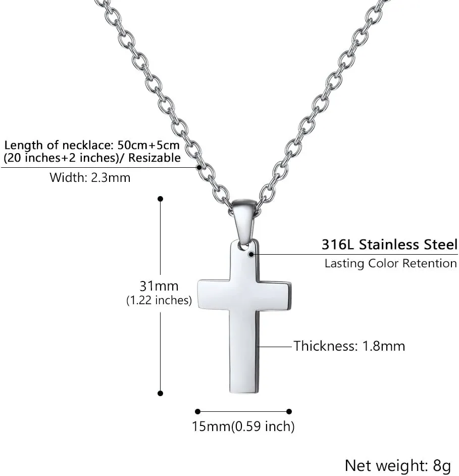 PROSTEEL Cross Necklace for Men Women, 316L Stainless SteelGold/Silver/Black/Rose Gold/Blue Tone, Hypoallergenic, Two Sizes, Come with Box