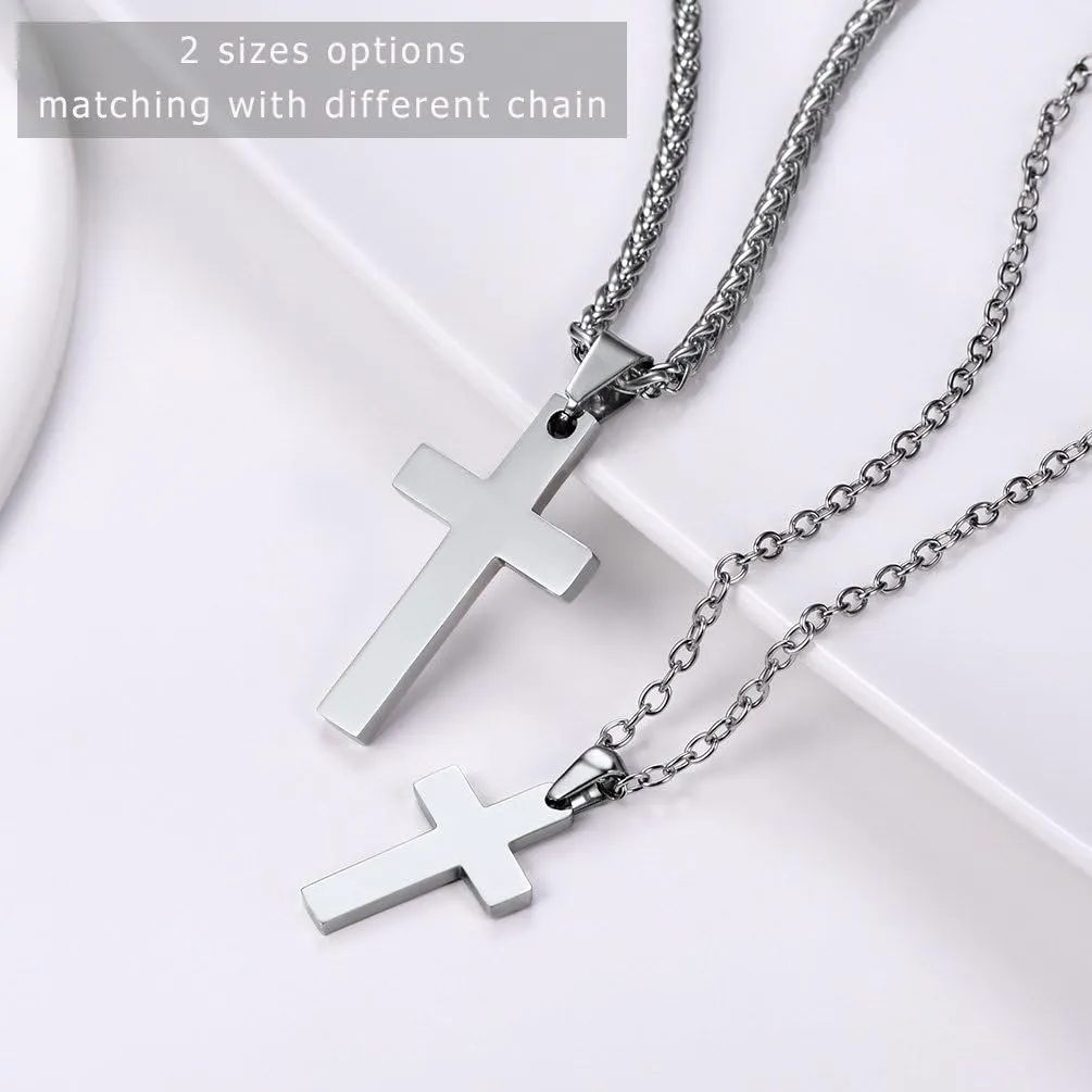 PROSTEEL Cross Necklace for Men Women, 316L Stainless SteelGold/Silver/Black/Rose Gold/Blue Tone, Hypoallergenic, Two Sizes, Come with Box