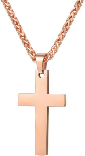 PROSTEEL Cross Necklace for Men Women, 316L Stainless SteelGold/Silver/Black/Rose Gold/Blue Tone, Hypoallergenic, Two Sizes, Come with Box